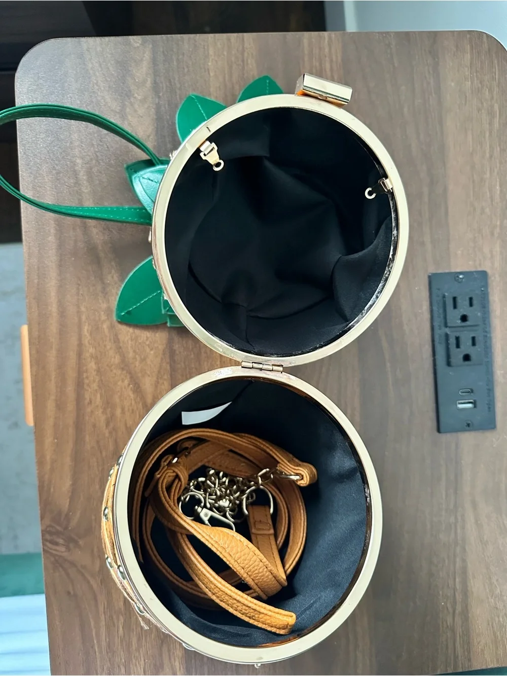 Diophy Leather Pineapple Crossbody Bag